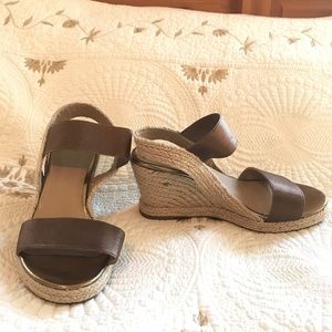 Yellow Box wedge sandals. Size 6.